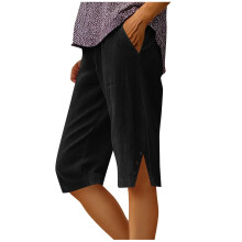 Leinenshorts für Damen mit Taschen und Seitenschlitz