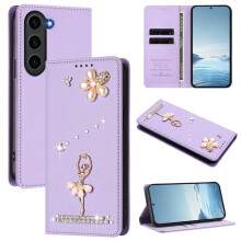 Carteira de couro com bloqueio RFID e estampa de bailarina para Samsung Galaxy