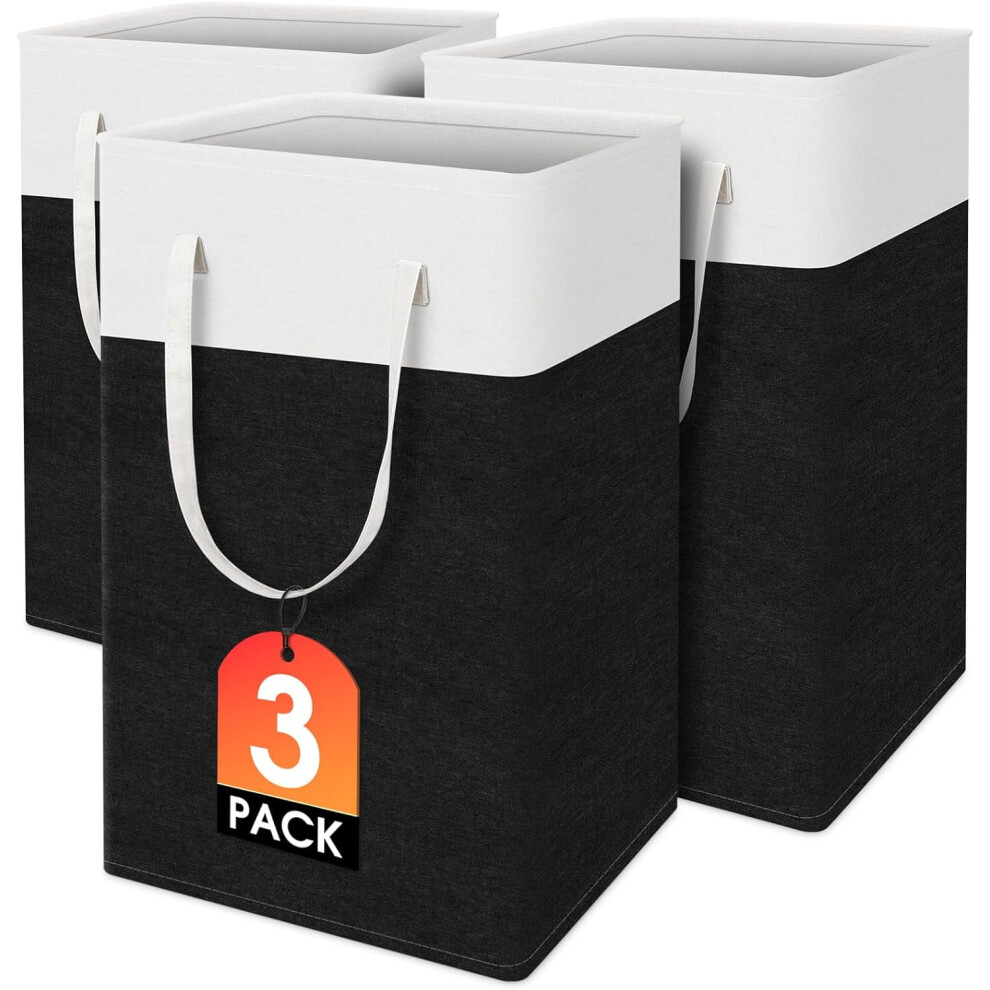 Laundry Basket Collapsible with Handles 3-Pack 75L