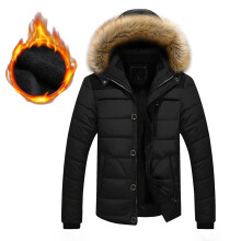Men's Winter Hooded Jacket Black Thick Warm