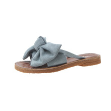 Damessandalen van suède met strik, platte sandalen