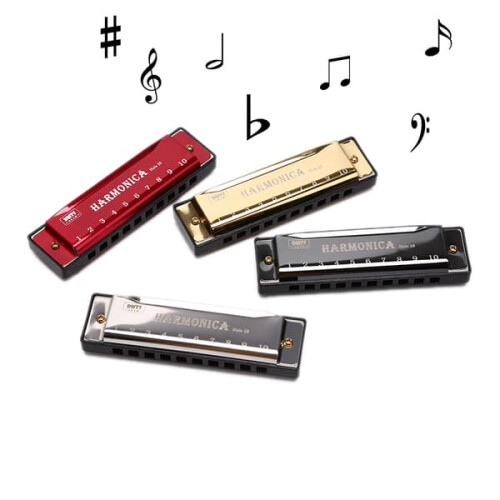 Harmonica Musical Instrument Gold 10 Hole 2
