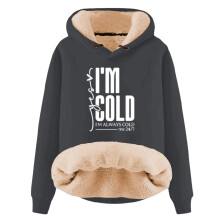 Moletom feminino com capuz, pulôver quente para o inverno.