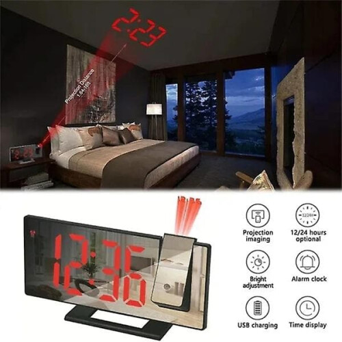 LED wall clock with ceiling projection, time and 2