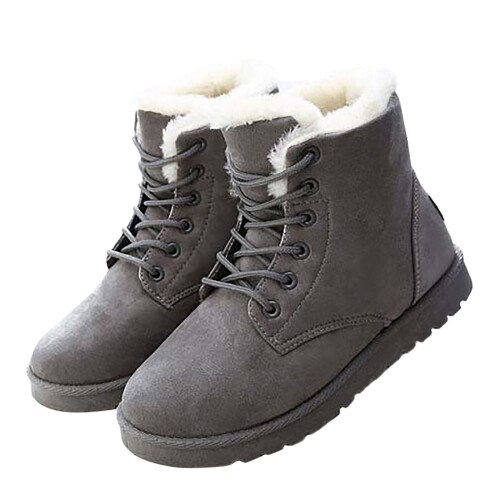 Graue Damen-Lederstiefeletten mit Blockabsatz, Größe 7,5 2