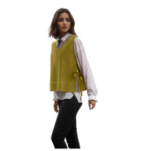 Chaleco de punto sin mangas con cuello en V para mujer (1 pieza)