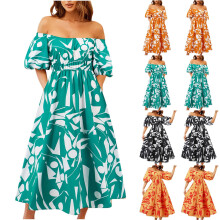 Casual zomerjurk voor dames met één schouder en print