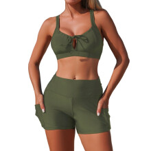Damesbikini set met hoge taille en buikcorrectie, bestaande uit twee delen.
