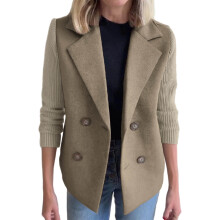 Damen-Wolljacke, langärmelig, mit Reißverschluss, warm für den Winter