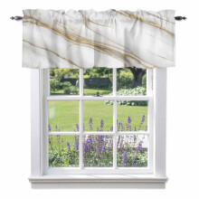 Gray Gradient Marble Valance 54x18in Rod Pocket Gold Stripe