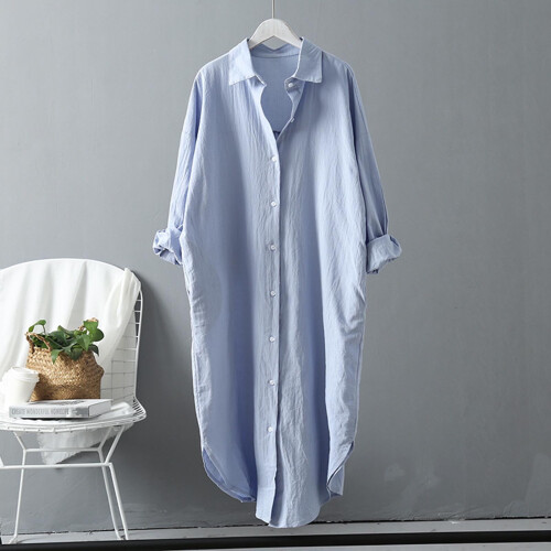 Blusa de mujer de algodón de manga larga con escote en V. 1