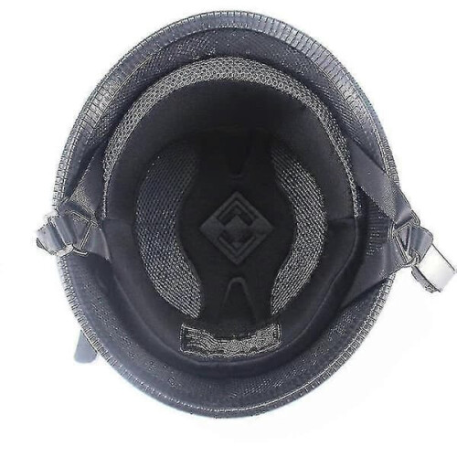 Vintage motorcycle cruiser half-face helmet bright black M 1