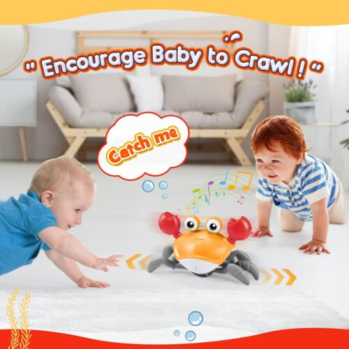 Sensory Crab Toy for Babies 0-6 Months Orange 1