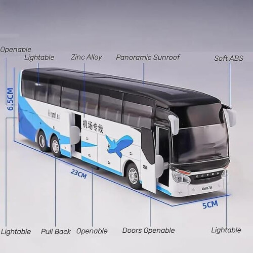 Setra Luxury Bus Toy Car 1/32 Pull-Back Sound Light Model 1