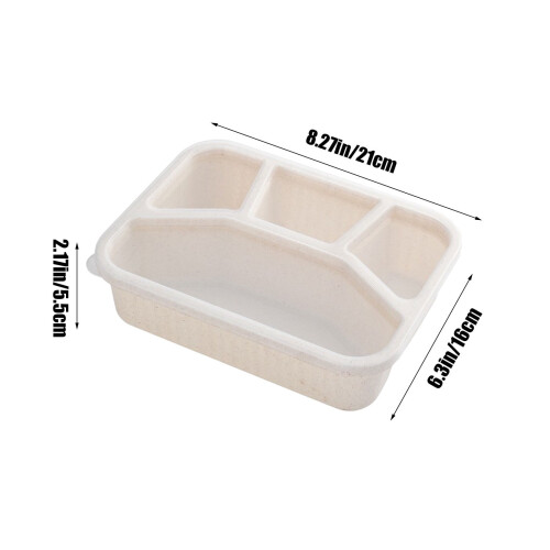 Wheat Straw Bento Box 4-Compartment Reusable Lunch Container 2