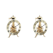 2X Petite Horloge de Table en Métal Vintage, Horloges de Table pour Chambre à Coucher, Bureau, Montres Mécaniques de Luxe, Montre Dorée