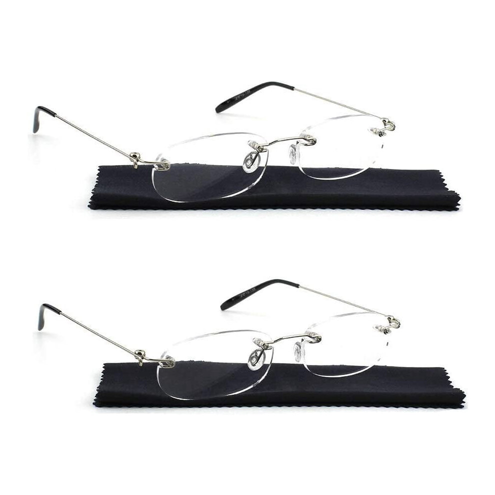 Reading Glasses Unisex Rimless +1.5 2 Pairs