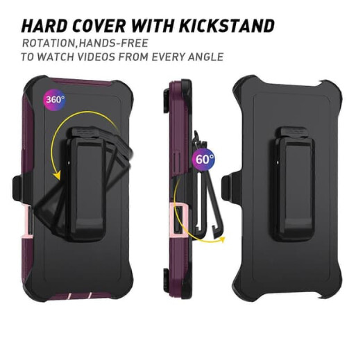 iPhone 16 detachable PC+TPU case with stand wine red pink 2