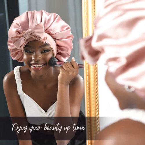 Satin Bonnet for Sleep Double-Layered Pink 2