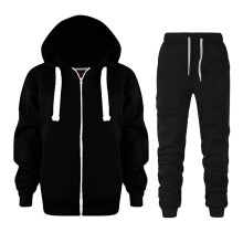 Kids zip-up hoodie and joggers tracksuit, solid color, 4-5