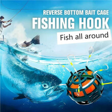 2X Reverse Bottom Bait Cage Fishing Hook 360 Rotating Carp Feeder Rig 6-Hooks for Carp Catfish