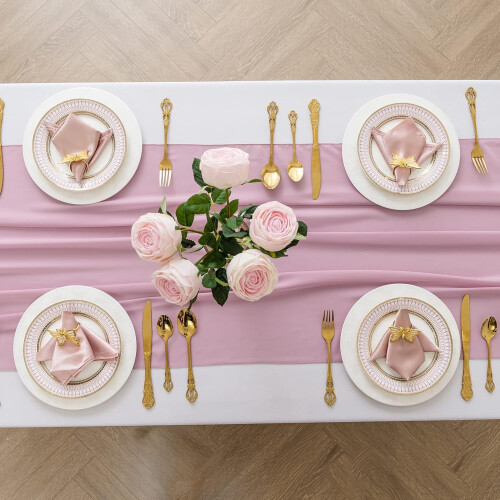 Chiffon-Tischläufer, altrosa, 3 m 1