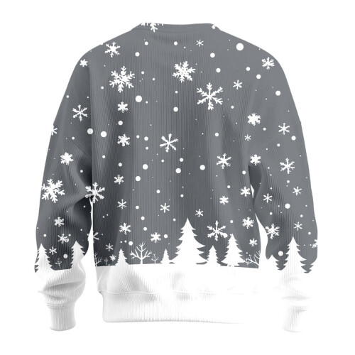 Herren-Strickpullover mit Rentier- und Schneeflockenmuster, langärmelig, Rundhalsausschnitt 2
