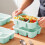 Bento Lunch Box 4-Compartment Reusable Container Green 1 6