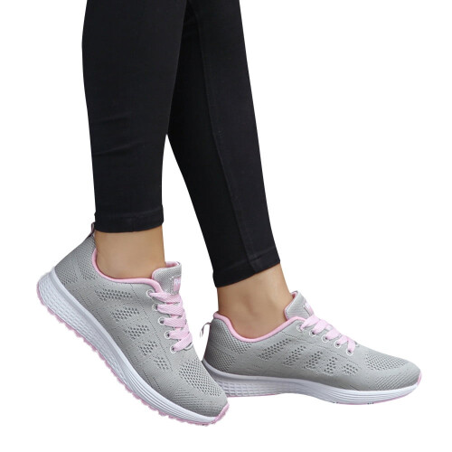 Women's mesh cross-strap flat sneakers white 2