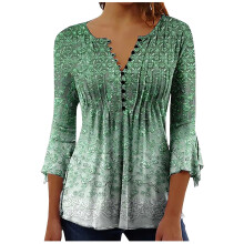 Bohemian Top for Women V-Neck Floral Print Loose Tunic