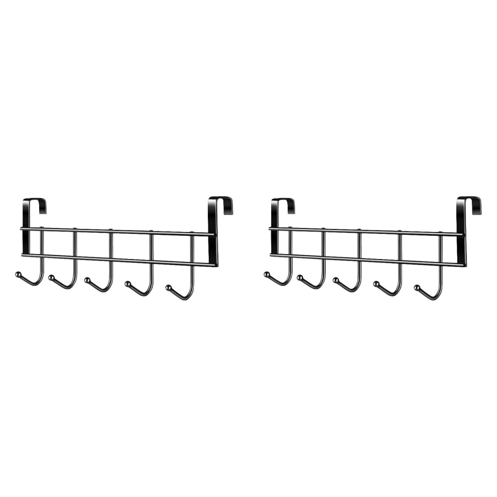 Over The Door Hooks Black Heavy Duty 5-Pack 9362892775772