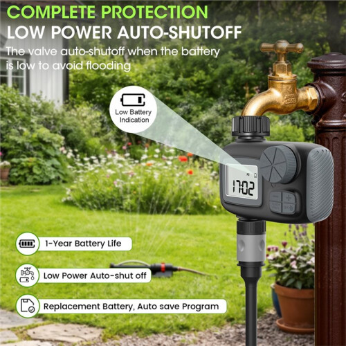 Sprinkler Timer Garden Hose Faucet Timer with Rain Delay/Manual/Automatic Drip Irrigation Function Watering Timer