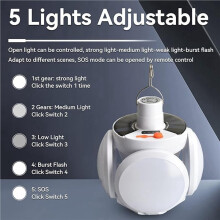2X Linterna de Camping con Gancho, Luz LED de Emergencia Impermeable, Carga Solar, 5 Modos de Luz.