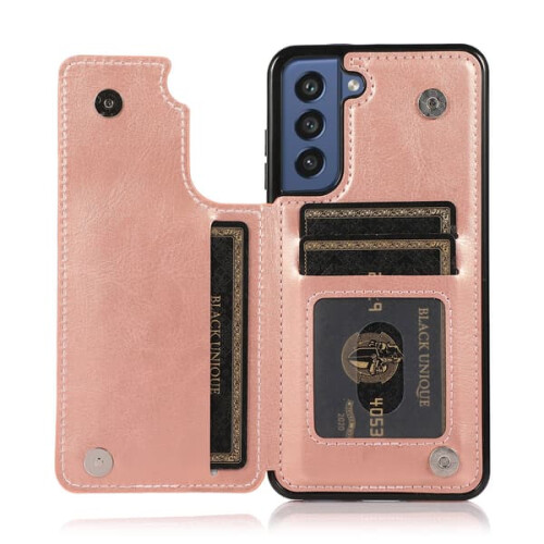 A14 5G - Capa de couro elegante com fecho magnético, cor ouro rosa. 2