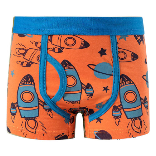 Boy's Cartoon Rocket Print Boxer Briefs 3-Pack