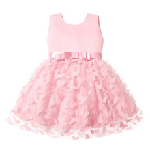 Floral sleeveless toddler dress with butterfly embroidery