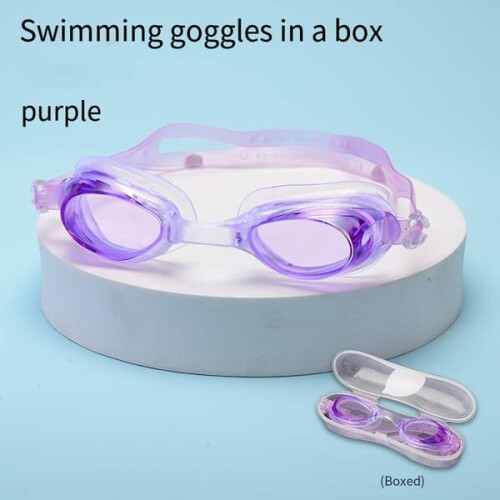 Waterproof Swimming Goggles Unisex Flat Lens Adjustable Blue 2