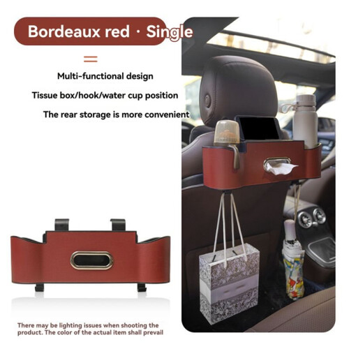 Universal Car Multi-Functional  Back Storage Bag Tissue Box with 2 Drink Holders 2 Hook Built-in Phone Holder Yellow 1
