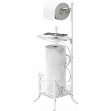White English-style toilet paper holder with shelf
