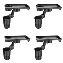 4X Universal Car Cup Holder Tray - 360 Rotating Adjustable Dual Cup Organizer, Portable Food Tray for Vehicles