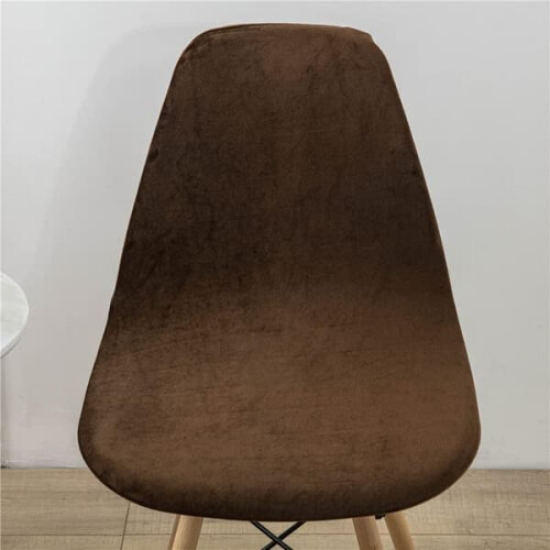 Dining chair cover solid brown without armrests 4 pcs 2