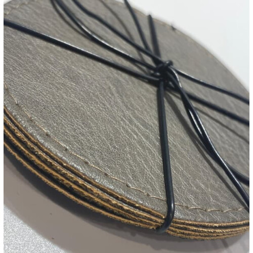 Coasters Grey Leather-Look 4-Pack 1