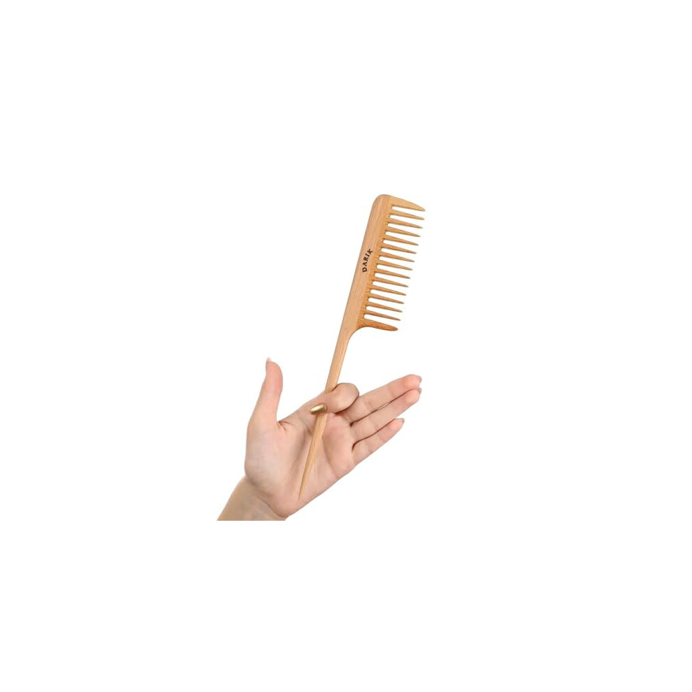 Handmade Wooden Wide-Tooth Comb for Curly Hair