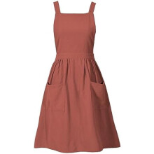 Cotton Linen Women's Apron Dress with Pockets