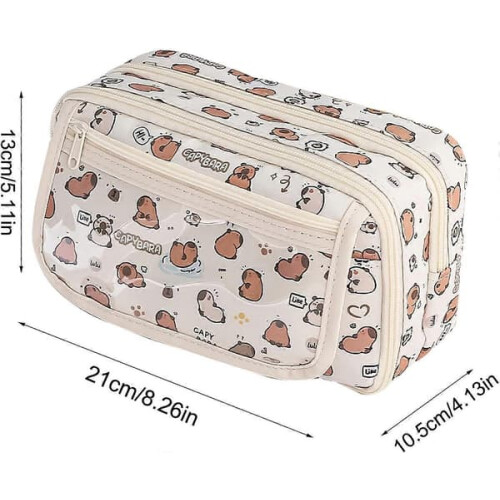 Cute Capybara Pencil Case with Zipper and Multi-Layer 1