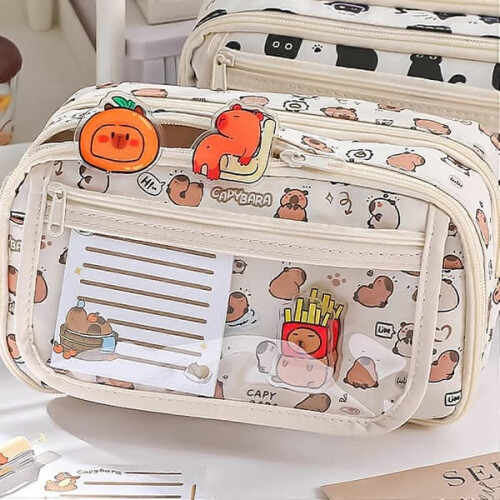 Cute Capybara Pencil Case with Zipper and Multi-Layer 2