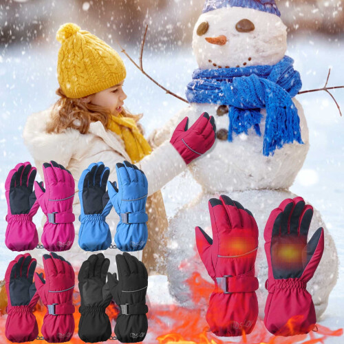 Kids Winter Gloves Boys Windproof Waterproof Ski Mittens 2
