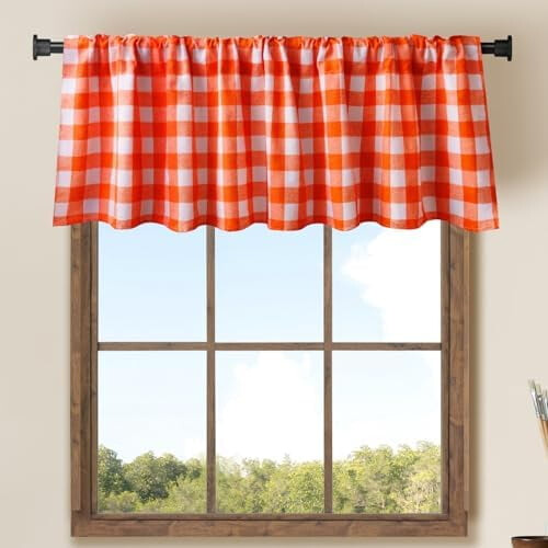 Buffalo window valance orange white