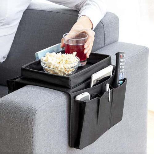 Sofa Armrest Tray Black 1 Piece 1