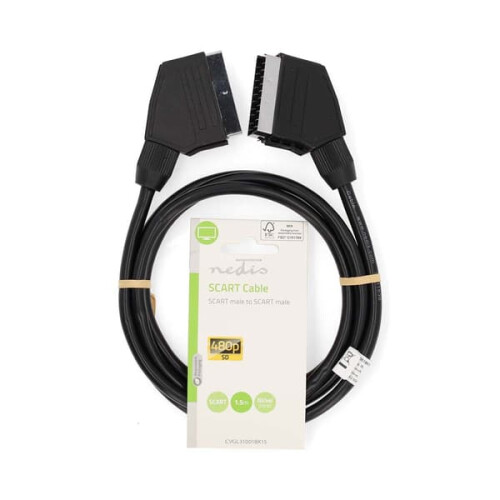 SCART cable nickel plated 1.5 m black PVC 2